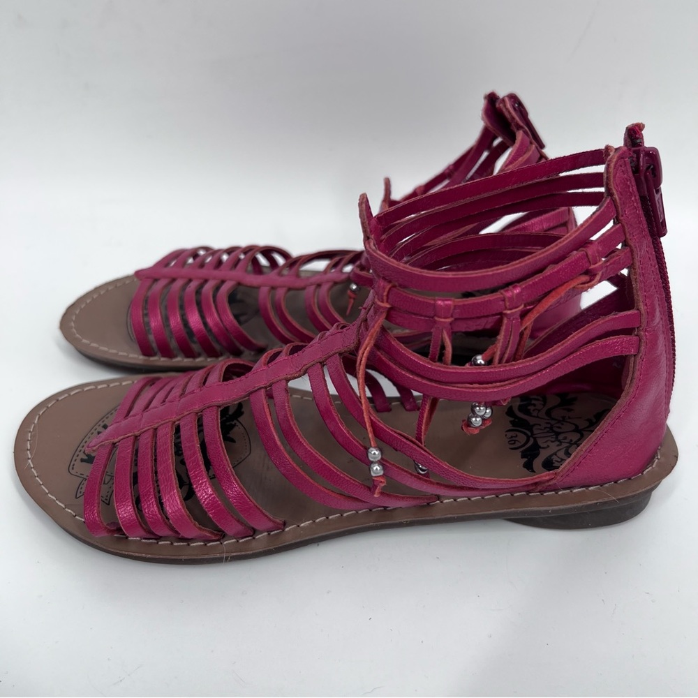 Kickers Red Leather Lilou Gladiator Sandals
